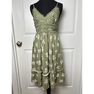 Green Cottage Core Summer Dress L